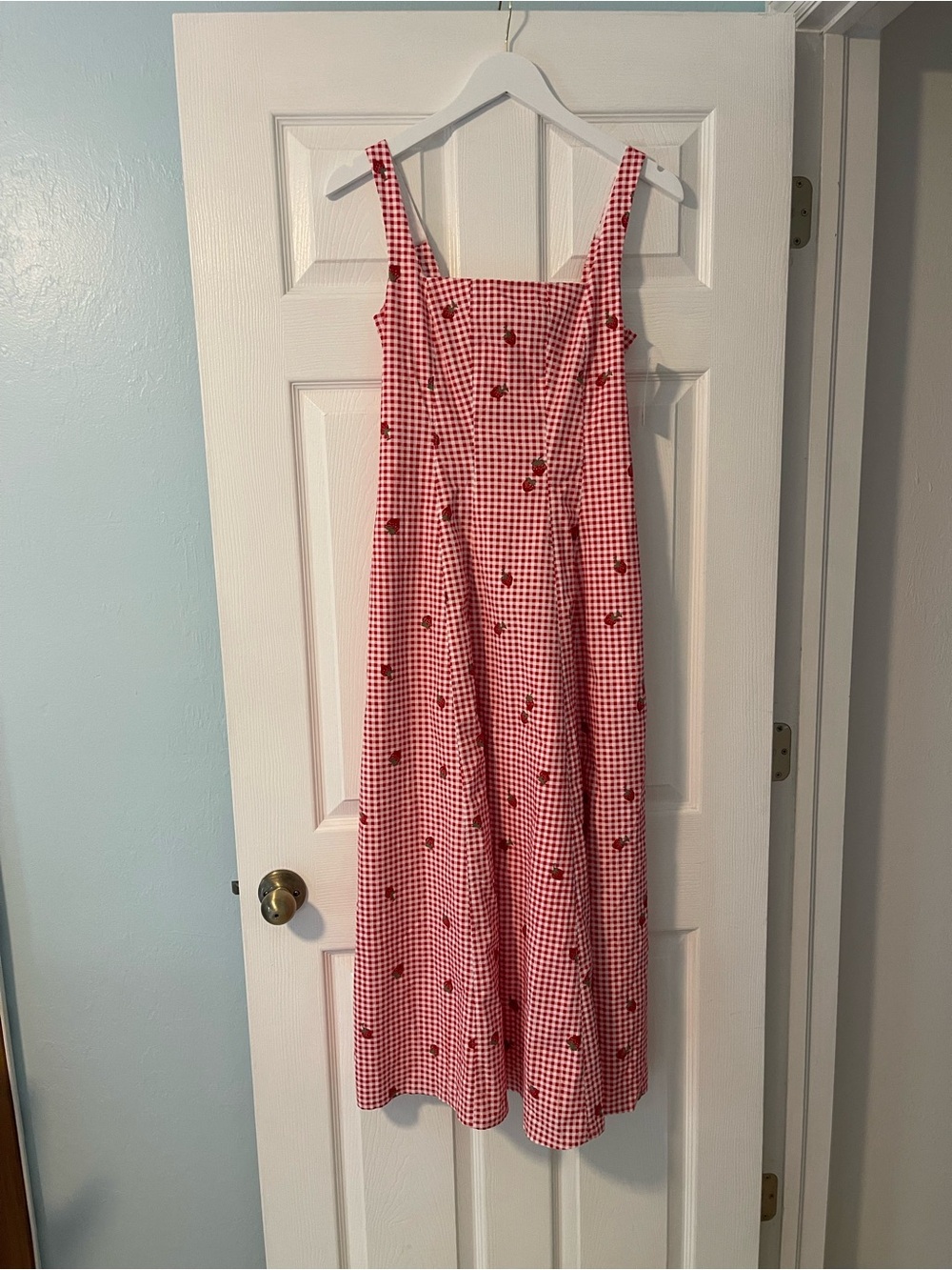 Abercrombie & Fitch Mila Midi Red Gingham Small NWT - Picture 5 of 5